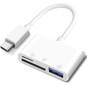 Apple USB-C to SD Memory Card Reader, 3 in 1 USB-C Memory Trail Camera Card Adapter with SD/TF & USB Port for iPhone 15/16, MacBook Air/Pro, iPad Air/Pro, iMac, Galaxy S24