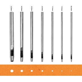 WUTA 7Pcs Hollow Punch Leather Hole Cutter 0.5mm-5mm Round Punch Tool Set,Leathercraft Working Kit for Watch Band, Fabric, Plastics, Gasket Belt in Kuwait
