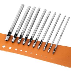 WUTA 6Pcs Hollow Punch Leather Hole Punch Cutter 1mm-5mm Round Punch Tool Set, Leather Craft Working Kit for Leather, Watch Band, Fabric, Plastics, Gasket Belt (1+1.5+2+3+4+5mm)