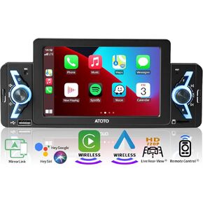 ستيريو سيارة ATOTO F7WE مقاس 5 بوصات، مشغل سيارة لاسلكي وأندرويد تلقائي لاسلكي، وصلة مرآة، راديو سيارة بشاشة تعمل باللمس مع بلوتوث، رؤية خلفية مباشرة، فيديو وصوت USB، F7G1A5WE in Kuwait