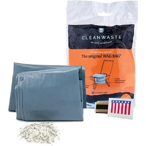 Cleanwaste Original Wag Bag - Go Anywhere Portable Toilet Kit (50 Pack) - Heavy Duty Odor Control Bags with NASA Gelling Poo Powder, Wipe, Toilet Paper (Camping, Road Trips, Emergencies, Boating)