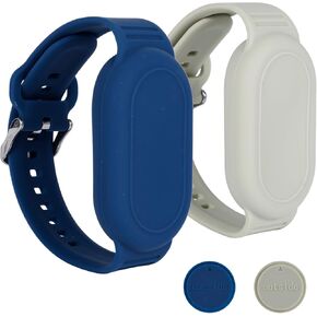 2pcs for Samsung Galaxy SmartTag 2 Wristband, Waterproof Silicone Protective Case Hidden Full Coverage Holder for Kids Elderly Bracelet Accessories (Black, White) in Kuwait