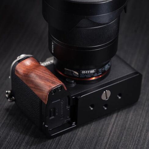 Camera Dedicated Grip · Retro Solid Wood L Shaped Handle for Sony A7C2 A7CR Alpha 7C2R 7C2 · Built-in Arca Quick Release Plate+1/4 in Threaded Hole+Hand Strap Hole (African Blackwood Black) in Saudi Arabia