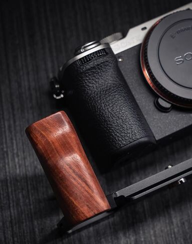 Camera Dedicated Grip · Retro Solid Wood L Shaped Handle for Sony A7C2 A7CR Alpha 7C2R 7C2 · Built-in Arca Quick Release Plate+1/4 in Threaded Hole+Hand Strap Hole (African Blackwood Black) in Saudi Arabia