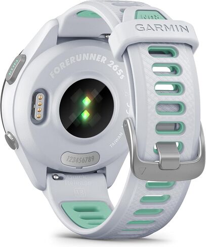 حزمة الساعة الذكية Garmin Forerunner 265S (وردي فاتح/حجر أبيض) تعمل بنظام تحديد المواقع العالمي (GPS) - شاشة AMOLED ساطعة، تدريب متقدم، رؤى الاسترداد - تتضمن سماعات أذن PB اللاسلكية للجري in Kuwait