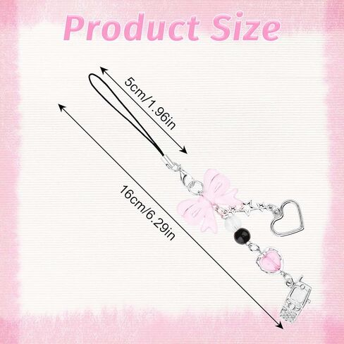 DIVINA VITAE حلية هاتف لطيفة Y2K ملحقات حلية هاتف وردي حلية هاتف نجمة Bowknot حب قلب هاتف حبل رباط للرسغ لحقيبة المحفظة in Saudi Arabia