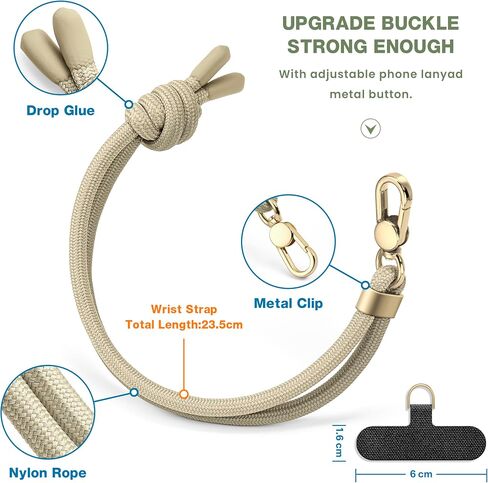 Rope Phone Strap Universal Phone Charm Hands-Free Wrist Phone Lanyard, Adjustable Phone Strap Grip Tether Patches in Saudi Arabia