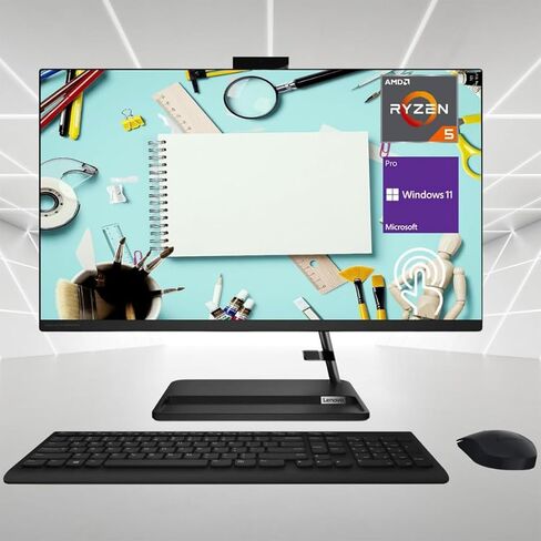 Lenovo IdeaCentre AIO 3 All-in-One, 27" FHD Touchscreen, AMD Ryzen 5 7530U Processor (Beats i7-11700H), 32GB RAM, 1TB SSD, RJ45, HDMI, Wi-Fi 6, Wireless KB & Mouse, Windows 11 Pro in Saudi Arabia