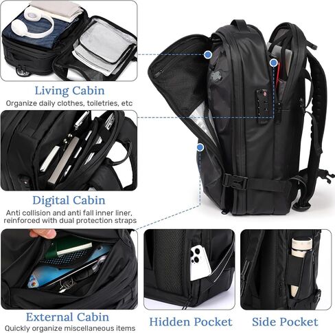 Airback Backpack,Vacpack Backpack Travel,60L Expandable Travel Backpack,Carry on Backpack with Airbag,Vacuum backpack Water Resistant & TSA Anti Theft. in Saudi Arabia