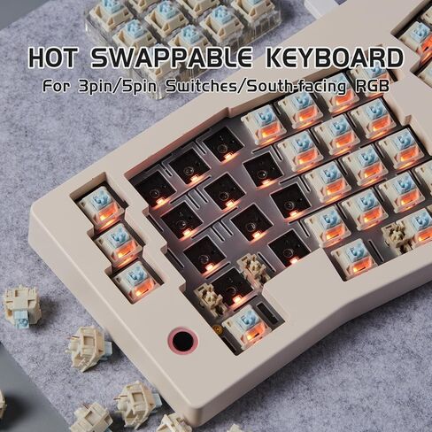 CIDOO ABM066 Alice Keyboard لوحة مفاتيح ميكانيكية قابلة للتبديل السريع RGB لوحة مفاتيح لاسلكية مخصصة للألعاب مع مفاتيح خطية صامتة عبر مقبض حجم قابل للبرمجة لـ Win/Mac/iOS (Retro 9009 Gray Keycaps) in Kuwait