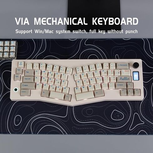 CIDOO ABM066 Alice Keyboard لوحة مفاتيح ميكانيكية قابلة للتبديل السريع RGB لوحة مفاتيح لاسلكية مخصصة للألعاب مع مفاتيح خطية صامتة عبر مقبض حجم قابل للبرمجة لـ Win/Mac/iOS (Retro 9009 Gray Keycaps) in Kuwait