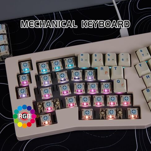 CIDOO ABM066 Alice Keyboard لوحة مفاتيح ميكانيكية قابلة للتبديل السريع RGB لوحة مفاتيح لاسلكية مخصصة للألعاب مع مفاتيح خطية صامتة عبر مقبض حجم قابل للبرمجة لـ Win/Mac/iOS (Retro 9009 Gray Keycaps) in Kuwait