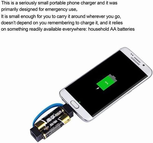 Portable Emergency Phone Charger Powered Quick Charge Portable Charger by 2pcs AA Batteries with Micro USB/USB-C/for Apple Bonnectors for Universal Phone (Blue, Micro USB+Type-c) in Saudi Arabia