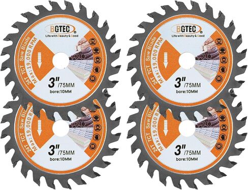 TCT Carbide Wood Saw Blade - BGTEC Wood Cutting Wheel 3 PCS 3"/75mm 24T with 10mm Arbor for Angle Grinder to Cutting Wood Plastic in Kuwait