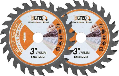 TCT Carbide Wood Saw Blade - BGTEC Wood Cutting Wheel 3 PCS 3"/75mm 24T with 10mm Arbor for Angle Grinder to Cutting Wood Plastic in Kuwait