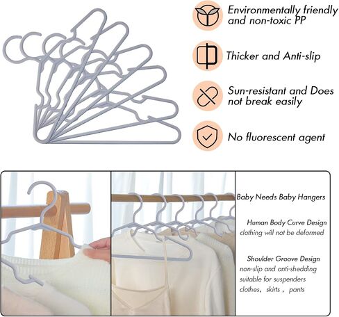 Baby Hangers for Closet - 11.4 Inch 100 Pack Plastic Kids Hangers - Children Hangers & Infant Hangers & Toddler Hangers for Clothes (White) in Saudi Arabia