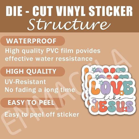 (3PCS) Love Like Jesus Sticker for Christian, Jesus Lovers, God Lovers, Prayers, Faith Stickers for Books Laptops Tumblers Water Bottles Cups Kindles, Waterproof Vinyl Stickers Decals 3'' x 2.3 " in Kuwait