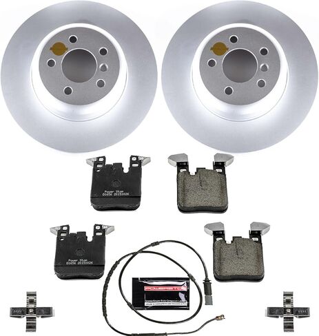 Power Stop KOE6672 مجموعة فرامل بديلة خلفية متخصصة - دوارات فرامل OE ووسادات فرامل سيراميك وسلك مستشعر خلفي واحد in Kuwait