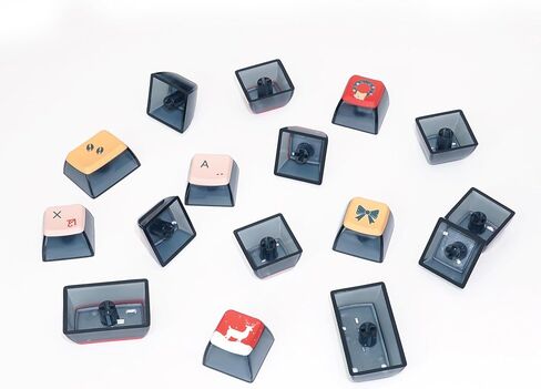 MOLGRIA PBT Pudding Christmas Keycaps 129 Set, Custom ASA Profile 4-Side Dark Transparent Key Caps for 60/75/98 Percent Cherry MX Switch RGB Backlit Mechanical Gaming Keyboard ANSI Layout(Black) in Saudi Arabia