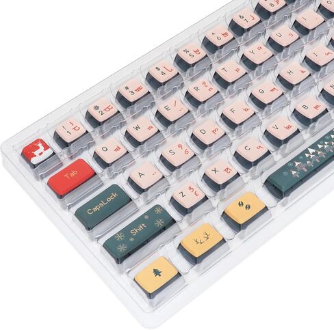 MOLGRIA PBT Pudding Christmas Keycaps 129 Set, Custom ASA Profile 4-Side Dark Transparent Key Caps for 60/75/98 Percent Cherry MX Switch RGB Backlit Mechanical Gaming Keyboard ANSI Layout(Black) in Saudi Arabia