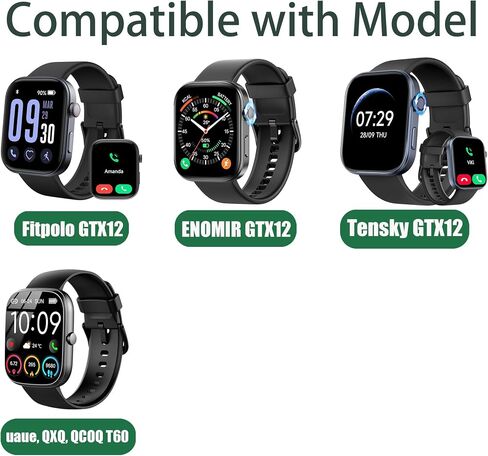 GTX13, GTX12 Smart Watches Band, Lamshaw 22mm Leather Silicone Breathable Replacement Smartwatch Strap Wristband Compatible for Fitpolo GTX12, ENOMIR GTX12, Tensky GTX12, uaue T60, QXQ T60, QCOQ T60 Smart Watches in Saudi Arabia