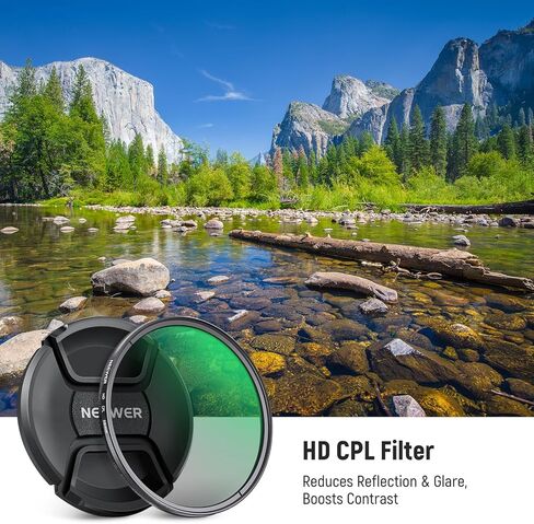 NEEWER 77mm CPL Filter with Lens Cap, Ultra Slim Multi Resistant Nano Coated Circular Polarizing Filter with HD Optical Glass for Camera Lens, Reduces Reflection & Glare, Boosts Contrast in Saudi Arabia