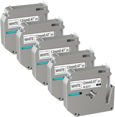 5 Pack M-K231 M Tape 12mm Compatible with M-K231s Brother Label Tape Black on White 0.47 Inch Tape for P Touch PT-M95 PT95 PT65 PT-65 PT70 PT85 PT90 Label Maker Tape Refill in Kuwait