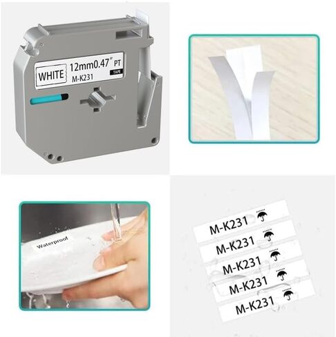 5 Pack M-K231 M Tape 12mm Compatible with M-K231s Brother Label Tape Black on White 0.47 Inch Tape for P Touch PT-M95 PT95 PT65 PT-65 PT70 PT85 PT90 Label Maker Tape Refill in Kuwait