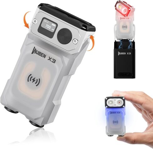 WUBEN X3 EDC Keychain Flashlight with Rechargeable Charging Box 180 Degree Rotating Head Mini Flashlight Ip65 Waterproof Magnet Pocket Flashlight 10 Mode Type-C Lanyard for Camping, Outdoor, Gift in Saudi Arabia