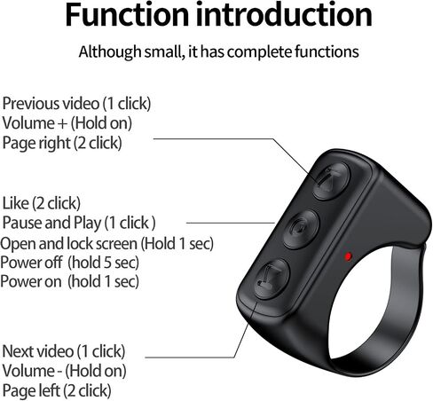Tiktok Scrolling Ring Bluetooth Camera Remote Control for Phone TIK Tok Scrolling Ring Page Turner for Kindle App (Not for Kindle Devices) (D02, White) in Saudi Arabia