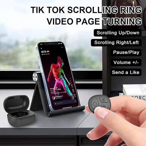 Tiktok Scrolling Ring Bluetooth Camera Remote Control for Phone TIK Tok Scrolling Ring Page Turner for Kindle App (Not for Kindle Devices) (D02, White) in Saudi Arabia
