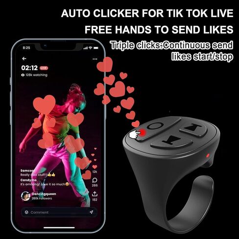 Tiktok Scrolling Ring Bluetooth Camera Remote Control for Phone TIK Tok Scrolling Ring Page Turner for Kindle App (Not for Kindle Devices) (D02, White) in Saudi Arabia
