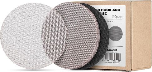toolant Mesh Abrasive 5 inch Sanding Disc, Dust-Free 8 Hole Hook and Loop Sanding Discs for Random Disc Sanders & Orbital Sanders, Include Pad Protector(80-400 grit - 50pcs) in Saudi Arabia