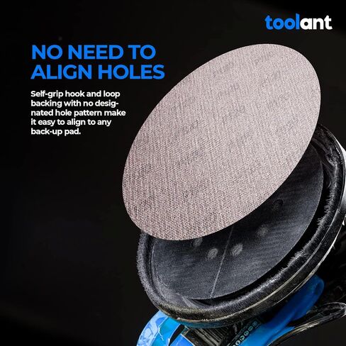 toolant Mesh Abrasive 5 inch Sanding Disc, Dust-Free 8 Hole Hook and Loop Sanding Discs for Random Disc Sanders & Orbital Sanders, Include Pad Protector(80-400 grit - 50pcs) in Saudi Arabia