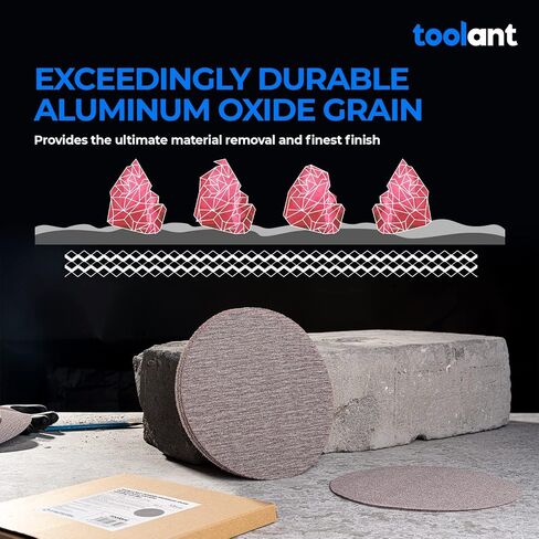 toolant Mesh Abrasive 5 inch Sanding Disc, Dust-Free 8 Hole Hook and Loop Sanding Discs for Random Disc Sanders & Orbital Sanders, Include Pad Protector(80-400 grit - 50pcs) in Saudi Arabia