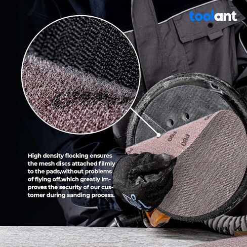 toolant Mesh Abrasive 5 inch Sanding Disc, Dust-Free 8 Hole Hook and Loop Sanding Discs for Random Disc Sanders & Orbital Sanders, Include Pad Protector(80-400 grit - 50pcs) in Saudi Arabia