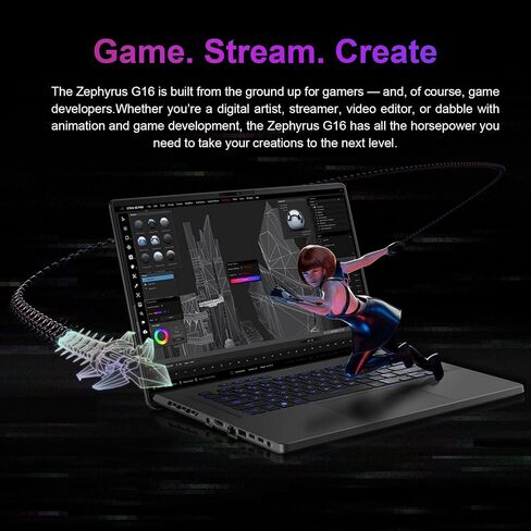 ASUS Zephyrus ROG 16" 165Hz Gaming Laptop, 13th Inter I7-13620H, RTX 4070 8GB GDDR6, 16:10 FHD Display, 16GB RAM, 1TB PCIe SSD, RGB Backlit Keyboard, Wifi6, Windows 11 Pro in Saudi Arabia