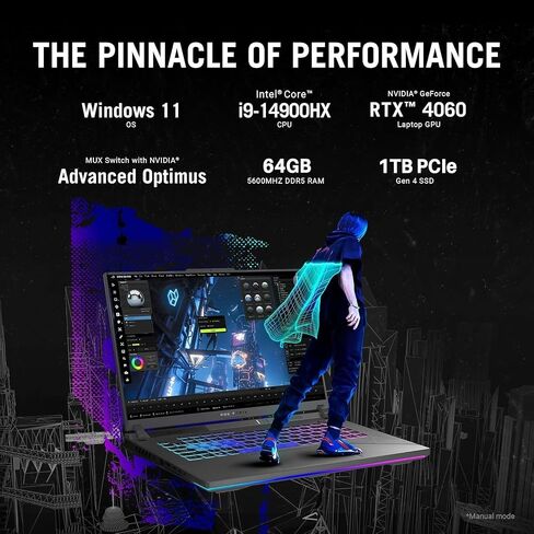 ASUS Zephyrus ROG 16" 165Hz Gaming Laptop, 13th Inter I7-13620H, RTX 4070 8GB GDDR6, 16:10 FHD Display, 16GB RAM, 1TB PCIe SSD, RGB Backlit Keyboard, Wifi6, Windows 11 Pro in Saudi Arabia