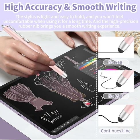 أقلام لمس لشاشات اللمس، 4 قطع قلم iPad عالي الحساسية والدقة مع أطراف بديلة، متوافقة مع iPad وAndroid والأجهزة اللوحية وجميع شاشات اللمس ذات السعة (أرجواني) in Saudi Arabia