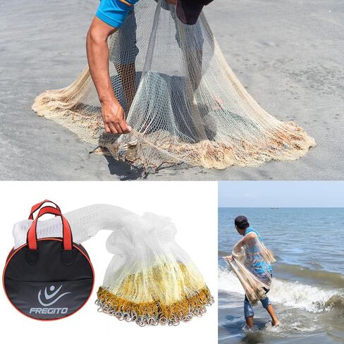 Nylon Multfilament Cast Net, American Style Hand Throwing Fishing Net for Saltwater and Freshwater, 3/8 Inches Mesh in Kuwait