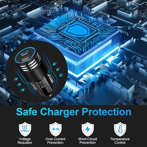 شاحن سيارة سريع 60 وات لهاتف iPhone 15 Pro Max 15 Plus Android Type C ولاعة السجائر مع كابل شحن سريع ملفوف 3ft USB C إلى C لهاتف Samsung S24 A14 A54 S23 S22 S21 S20 A53 A23 A13 A32 in Kuwait