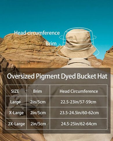 L XL XXL Bucket Hat for Big Heads Men Women, Large Foldable Sun Hat, Packable Fishing Beach Travel Hat Washed Cotton in Saudi Arabia