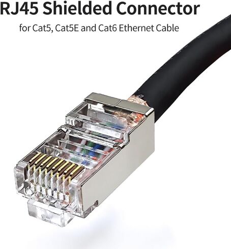 100 حزمة من موصلات Cat 6 RJ45 المحمية قابس شبكة تجعيد معياري عادي لكابل إيثرنت صلب أو مجدول 23AWG Cat6، Cat5، Cat5e SFTP وFTP in Kuwait