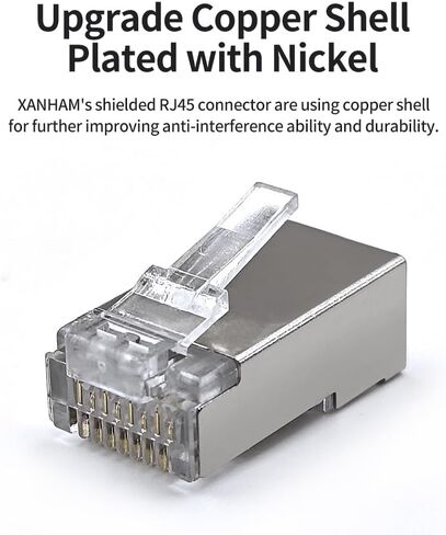 100 حزمة من موصلات Cat 6 RJ45 المحمية قابس شبكة تجعيد معياري عادي لكابل إيثرنت صلب أو مجدول 23AWG Cat6، Cat5، Cat5e SFTP وFTP in Kuwait