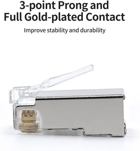 100 حزمة من موصلات Cat 6 RJ45 المحمية قابس شبكة تجعيد معياري عادي لكابل إيثرنت صلب أو مجدول 23AWG Cat6، Cat5، Cat5e SFTP وFTP in Kuwait