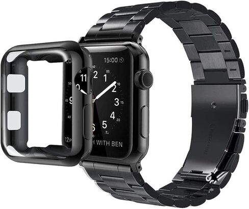 Compatible with Apple Watch Bands 49mm 46mm 45mm 44mm 42mm 41mm 40mm 38mm, Stainless Steel iWatch Band with Case for Apple Watch Ultra2 Ultra Series 10 9 8 7 6 5 4 3 2 1 SE SE2 in Saudi Arabia