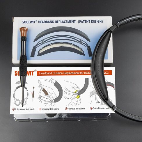 SOULWIT Replacement Headband Pad Kit for Bose QuietComfort 3 (QC3) Headphones (Do Not Fit OE1), Easy DIY Installation - Black in Saudi Arabia