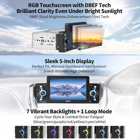 ستيريو سيارة ATOTO F7WE مقاس 5 بوصات، مشغل سيارة لاسلكي وأندرويد تلقائي لاسلكي، وصلة مرآة، راديو سيارة بشاشة تعمل باللمس مع بلوتوث، رؤية خلفية مباشرة، فيديو وصوت USB، F7G1A5WE in Kuwait