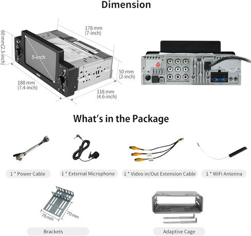 ستيريو سيارة ATOTO F7WE مقاس 5 بوصات، مشغل سيارة لاسلكي وأندرويد تلقائي لاسلكي، وصلة مرآة، راديو سيارة بشاشة تعمل باللمس مع بلوتوث، رؤية خلفية مباشرة، فيديو وصوت USB، F7G1A5WE in Kuwait