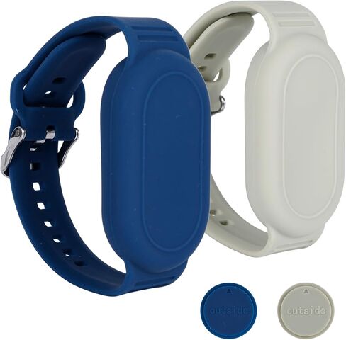 2pcs for Samsung Galaxy SmartTag 2 Wristband, Waterproof Silicone Protective Case Hidden Full Coverage Holder for Kids Elderly Bracelet Accessories (Black, White) in Kuwait